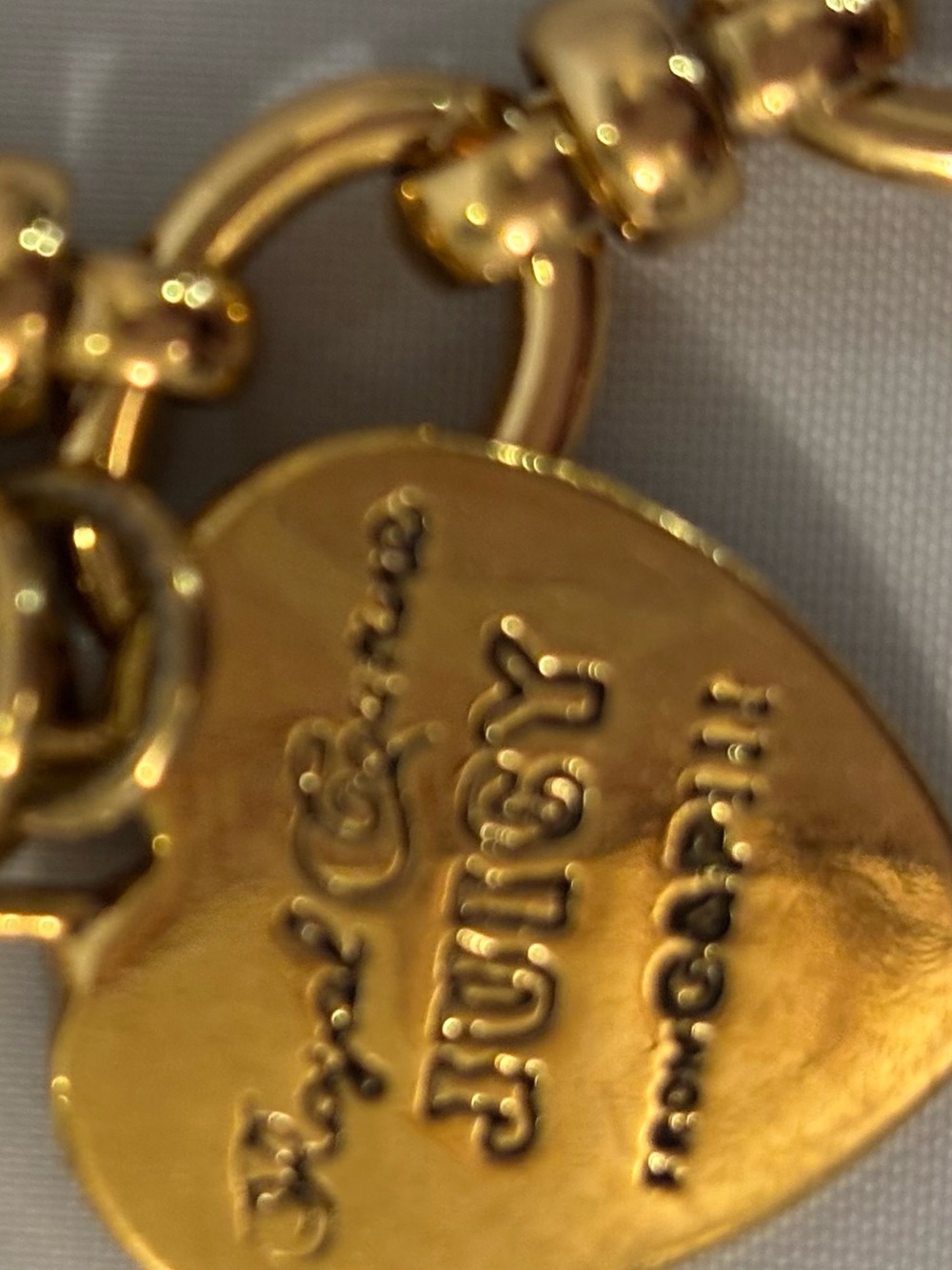 Juicy Couture Gold Heart Logo Charm Bracelet